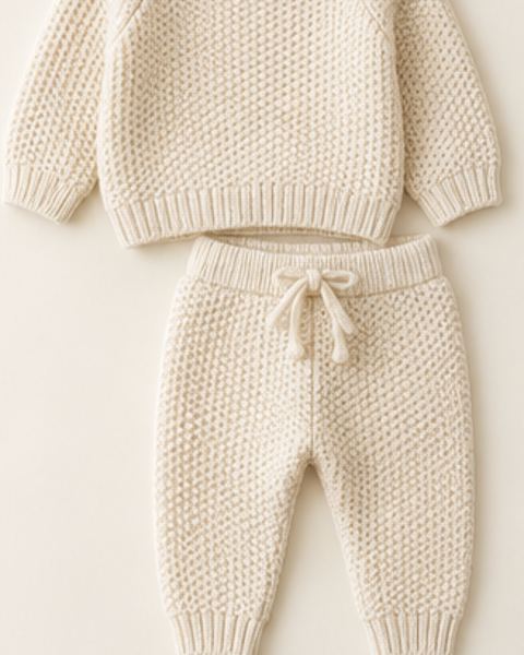 Conjunto tejido crema