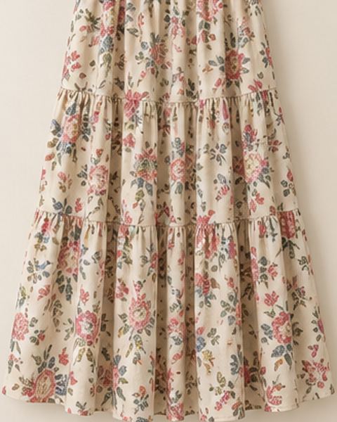 Falda floral crema
