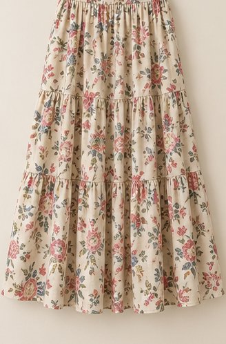 Falda floral crema